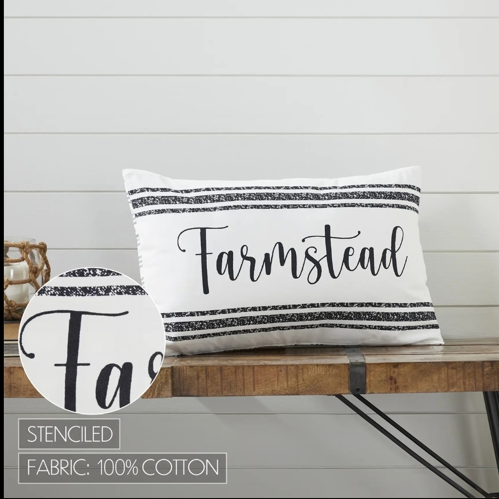 Sawyer Mill Black Farmstead Pillow 14x22
